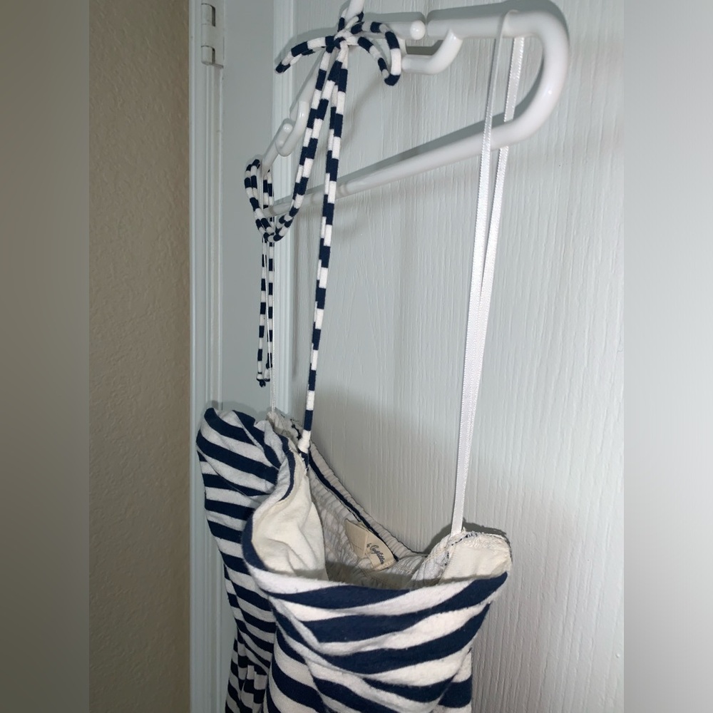 American Eagle Outfitters Strapless Navy/White Striped Mini Dress - Small - Picture 3 of 4